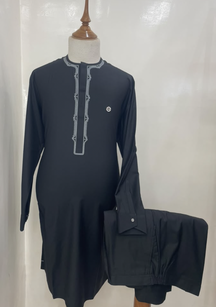 Ensemble africain homme — bleu, coupe Bolo Sogoli — photo réelle fournie par la boutique